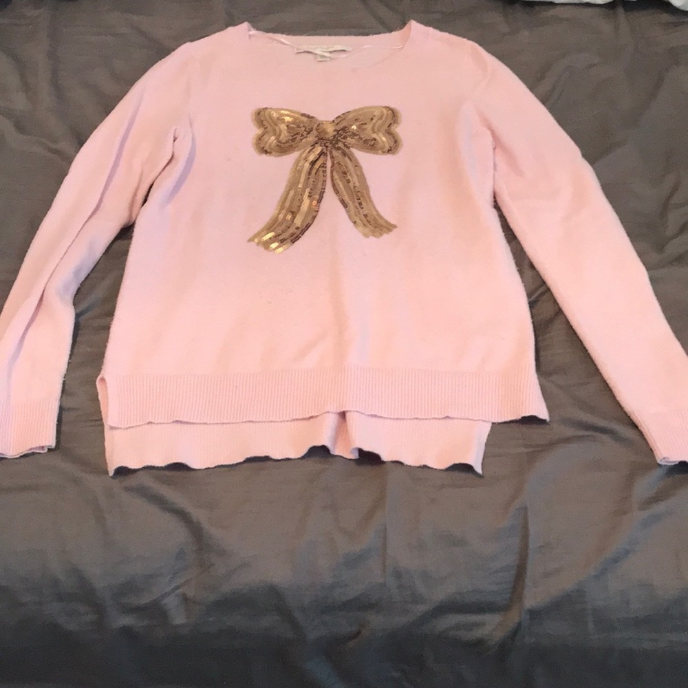 light pink bow sweater
